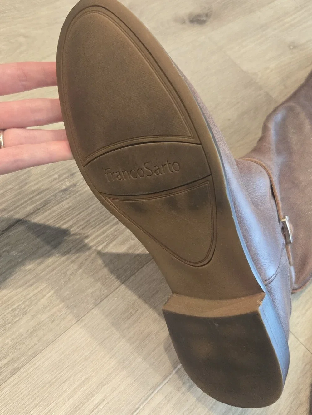 Franco Sarto Haylie Brown Wide Calf Leather Riding Boots Sz 9
